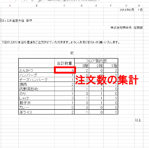 注文数の集計