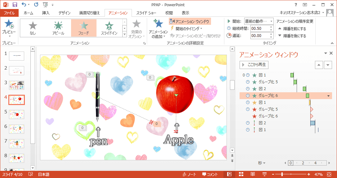 PenがAppleに刺さるシーンのアニメ