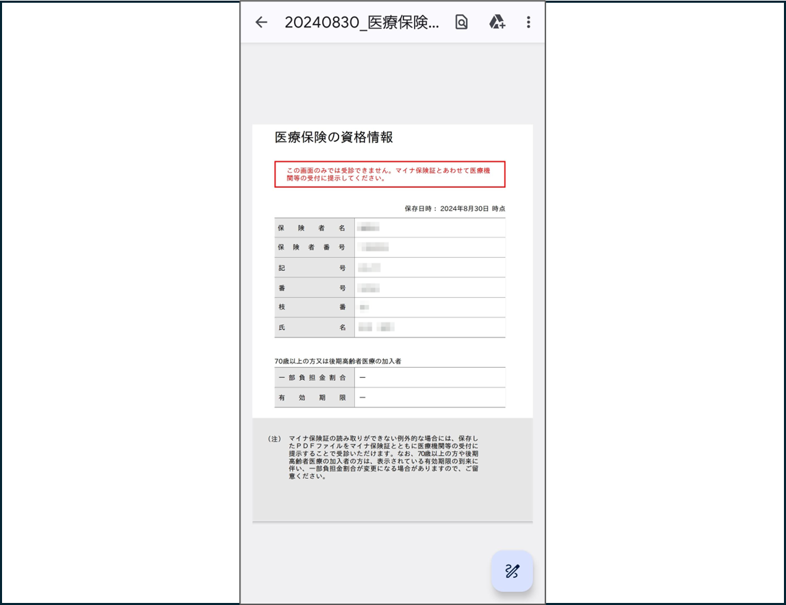 医療保険の資格情報PDF