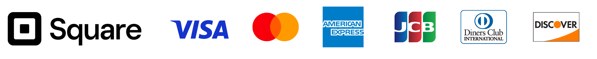 Square VISA Master JCB AMEX Diners Discover
